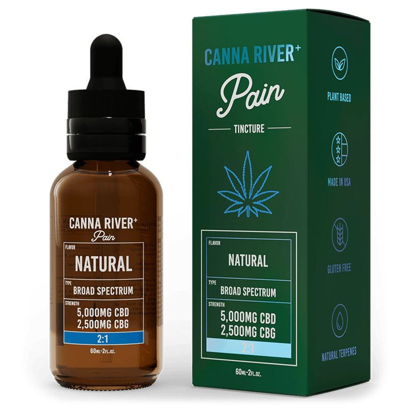 CBD Pain Tincture Tincture Canna River Broad Spectrum (THC Free) Natural 5000mg CBD + 2500mg CBG / 60mL