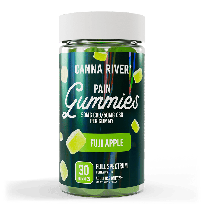 CBD Pain Gummies Gummy Canna River Full Spectrum (Contains THC) Fuji Apple 50mg CBD + 50mg CBG / 30 Gummies