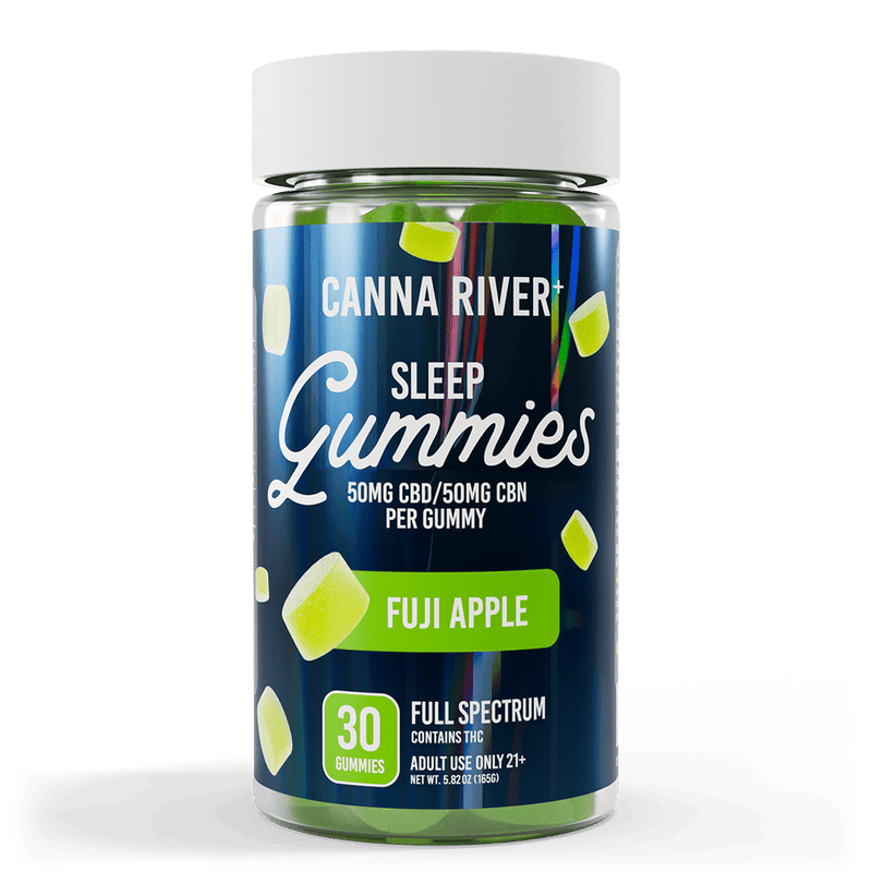 CBD Sleep Gummies Gummy Canna River Full Spectrum (Contains THC) Fuji Apple 50mg CBD + 50mg CBN / 30 Gummies