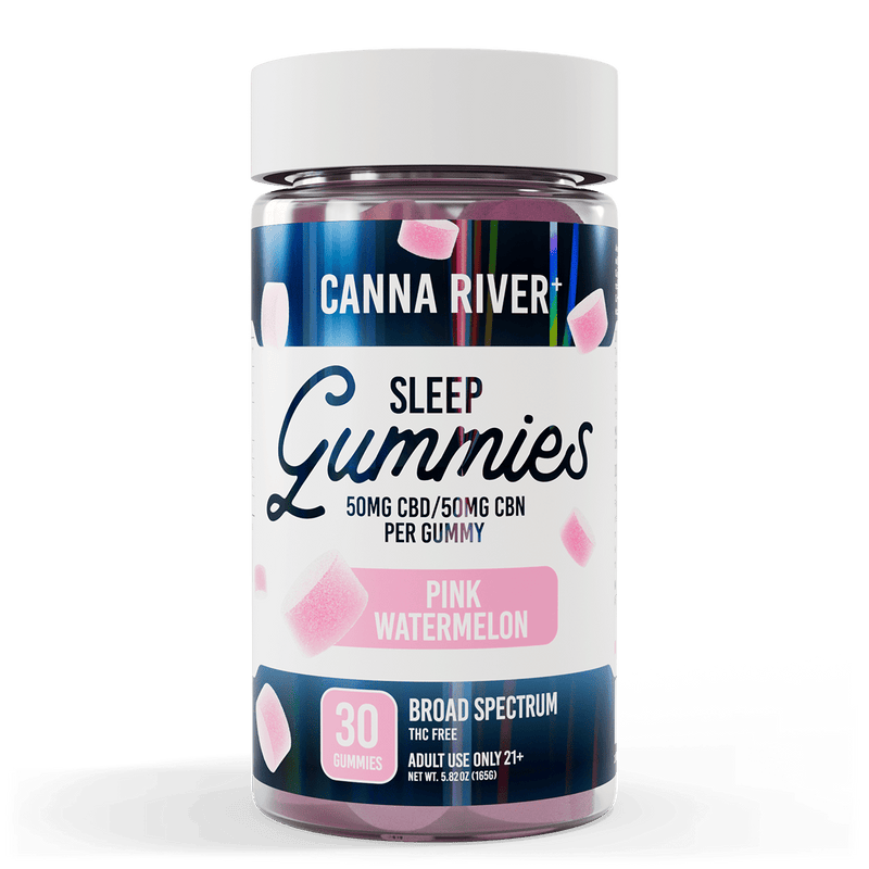 CBD Sleep Gummies Gummy Canna River Broad Spectrum (THC Free) Pink Watermelon 50mg CBD + 50mg CBN per Gummy / 30 Gummies