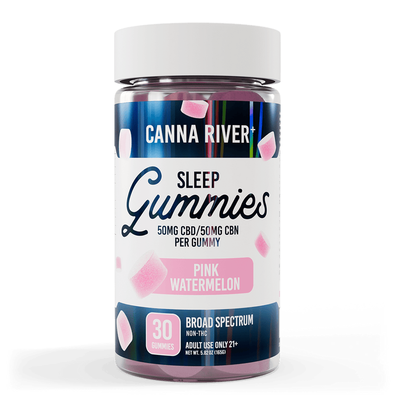 CBD Sleep Gummies Gummy Canna River Broad Spectrum (Non-THC) Pink Watermelon 50mg CBD + 50mg CBN / 30 Gummies