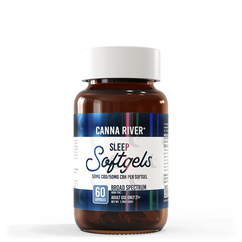 Canna River CBD Sleep Softgels Broad Spectrum 50mg CBD + 50mg CBN 60 count