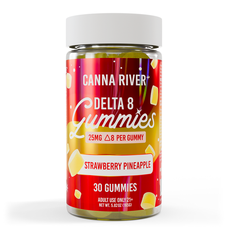 D8 Gummies Gummy Canna River Delta 8 THC Strawberry Pineapple 25mg D8 THC / 30 Gummies