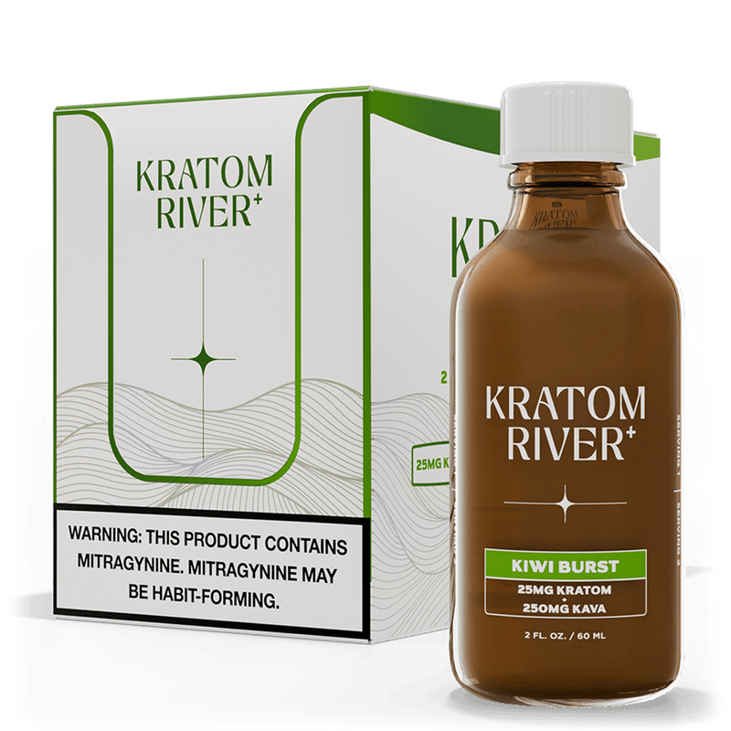 Kratom + Kava Shots Shot Kratom River Kratom + Kava Kiwi Burst 25mg Kratom + 250mg Kava / 6 Shots